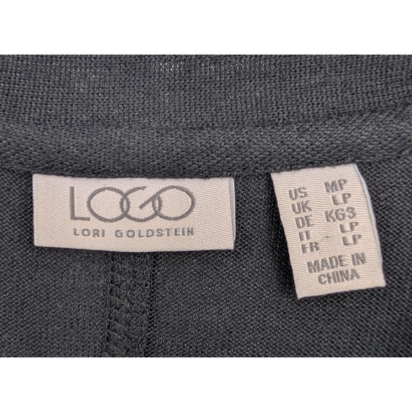 LOGO Lori Goldstein Black Lagenlook Asymmetric Hem V Neck Duster Cardigan MP - Picture 7 of 10